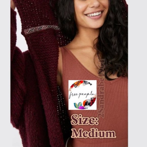 Free People Caffe Cardi, Color: Acai, Size: Medium - Picture 2 of 16